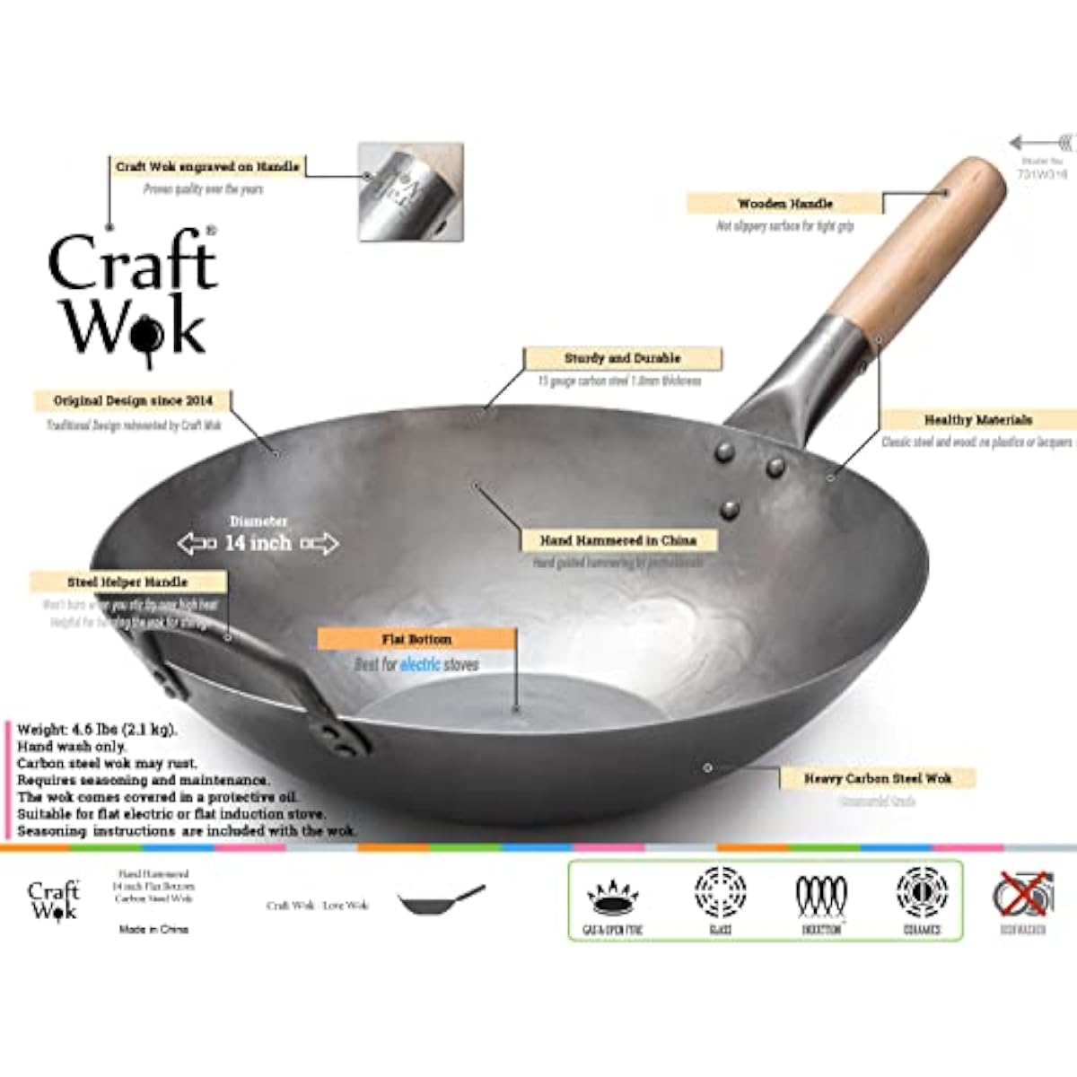 Flat-bottomed 14-inch hand-ham - Wok Electric Flat ulasan dan harga