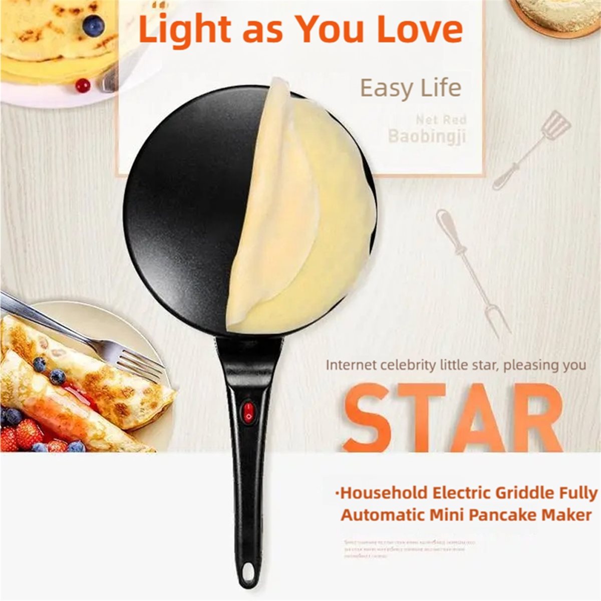M10K Crepe Maker Electric, Cre - Crepe Maker Non Stick ulasan dan harga