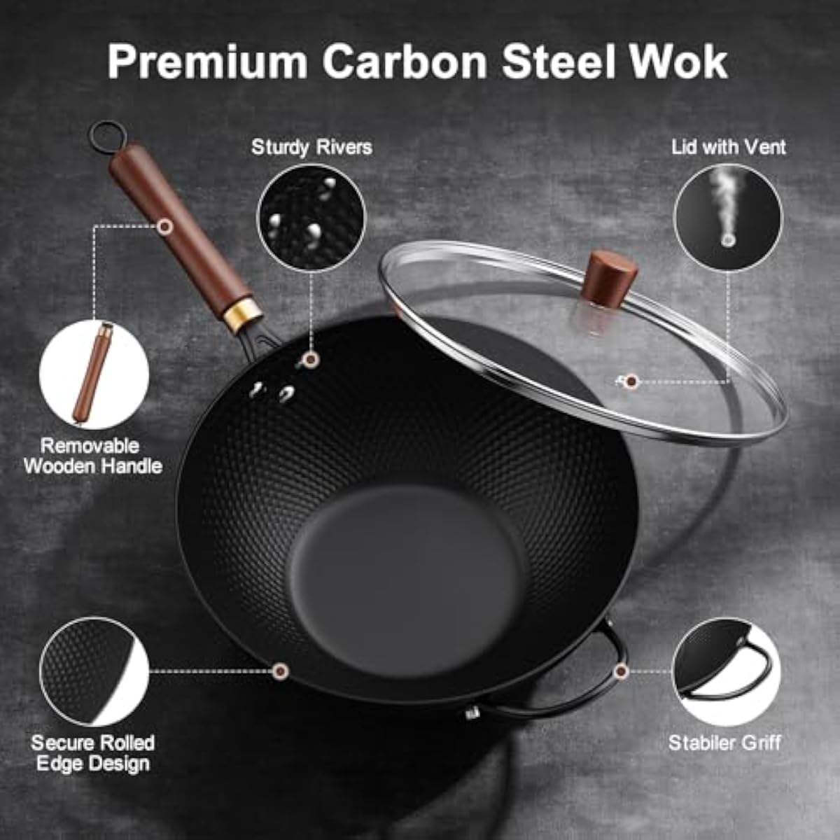 13-inch carbon steel wok with  - Wok Electric Flat ulasan dan harga