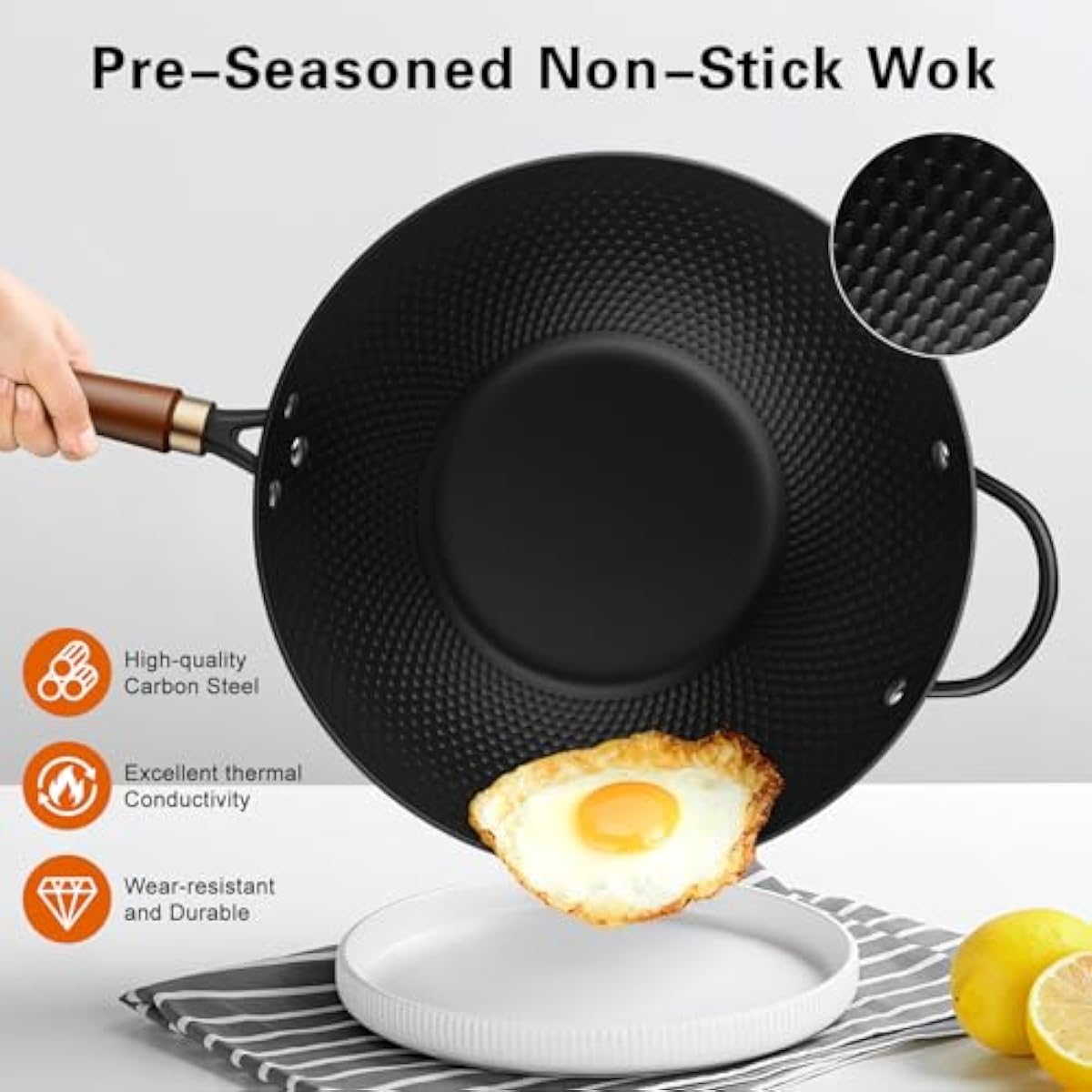 13-inch carbon steel wok with  - Wok Electric Flat ulasan dan harga
